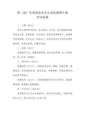 第二届广东省药品安全公益短视频大赛评分标准.docx