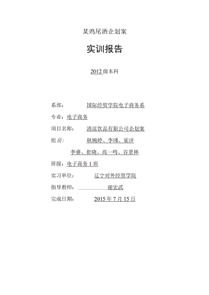 某鸡尾酒企划案.docx