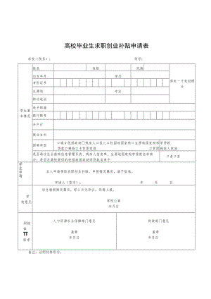 高校毕业生求职创业补贴申请表.docx
