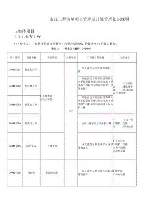 市政工程清单项目管理及计算管理知识规则.docx
