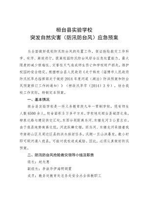 桓台县实验学校突发自然灾害防汛防台风应急预案.docx