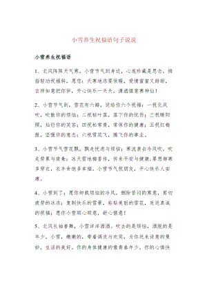 小雪养生祝福语句子说说.docx