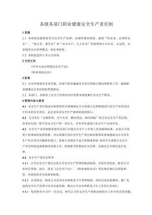 某公司各级各部门职业健康安全生产责任制.docx