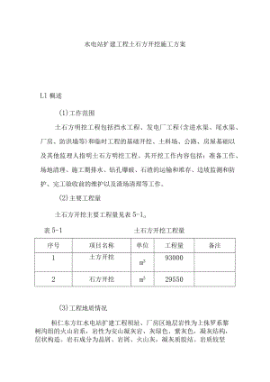 水电站扩建工程土石方开挖施工方案.docx