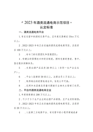 “2023酒类流通电商示范项目”认定标准、酒类流通电商平台、直播团队申报书撰写提纲.docx