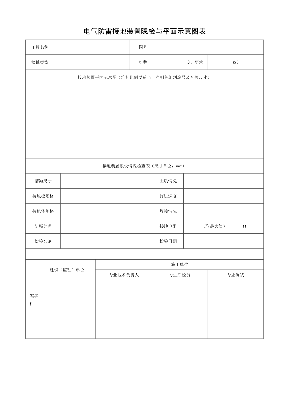 电气防雷接地装置隐检与平面示意图表.docx