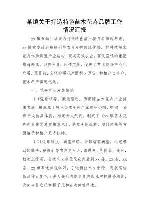 某镇关于打造特色苗木花卉品牌工作情况汇报.docx