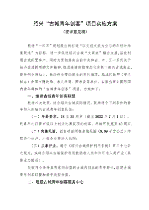 绍兴“古城青年创客”项目实施方案.docx