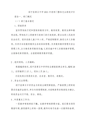 绥宁县第五中学2021年度部门整体支出绩效评价报告.docx