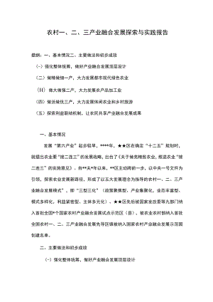 农村一、二、三产业融合发展探索与实践报告.docx