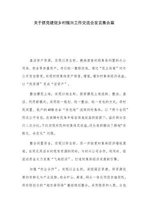 关于抓党建促乡村振兴工作交流会发言集合篇.docx