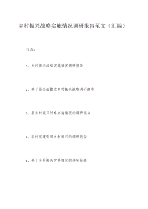 乡村振兴战略实施情况调研报告范文（汇编）.docx