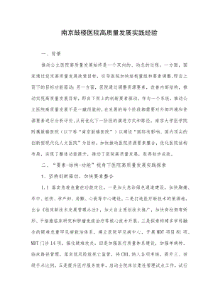 南京鼓楼医院高质量发展实践经验.docx