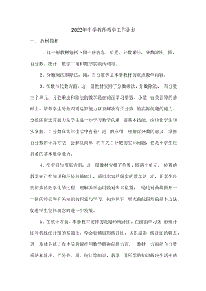2023年中学教师个人教学工作计划.docx