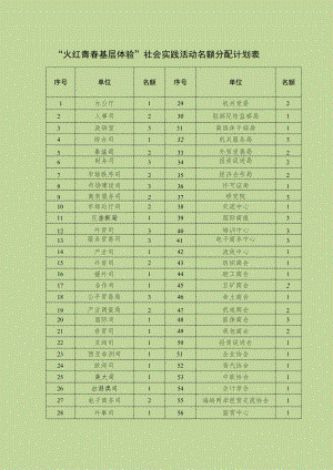“火红青春基层体验”社会实践活动名额分配计划表.docx
