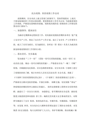 2023年抗击疫情、防控疫情工作总结 (模板).docx
