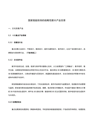 国家鼓励扶持的战略性新兴产业目录.docx