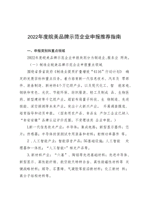 2022年度皖美品牌示范企业申报推荐指南.docx