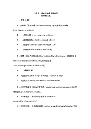 山东省二类农作物病虫害名录.docx