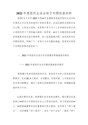 2022年度组织生活会班子对照检查材料.docx