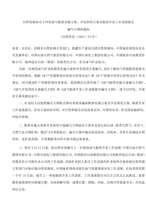自然资源部关于印发油气勘查实施方案、开发利用方案及勘查开采工作进展报告编写大纲的通知(FBM-CLI.4.5160494).docx