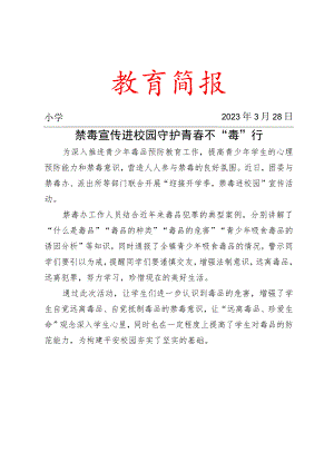 禁毒宣传进校园 守护青春不“毒”行简报.docx
