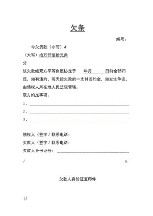 个人欠条借据word模板.docx