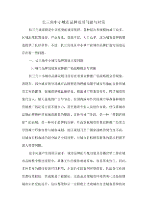 长三角中小城市品牌发展问题与对策.docx
