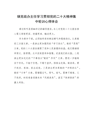 镇党政办主任学习贯彻党的二十大精神集中轮训心得体会.docx