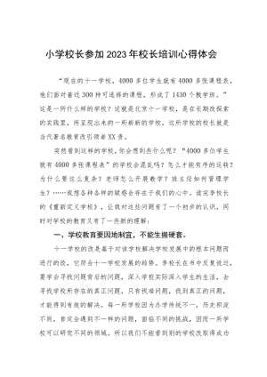 2023小学校长培训班学习心得体会三篇例文.docx