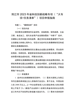 阳江市2023年省科技创新战略专项“大专项 任务清单”项目申报指南.docx