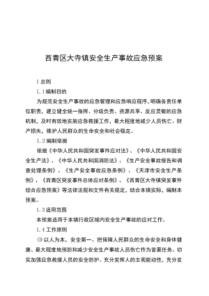西青区大寺镇安全生产事故应急预案.docx