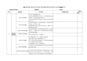 XX建筑职业技术学院各学院期末教学检查评分表（202X年）.docx