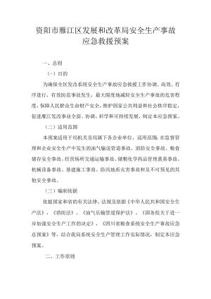 资阳市雁江区发展和改革局安全生产事故应急救援预案总则.docx