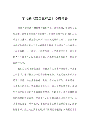 公交客运公司学习新《安全生产法》心得感悟十篇.docx