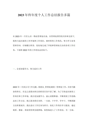2023年终年度个人工作总结报告多篇.docx