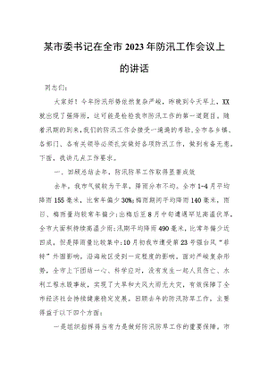 某市委书记在全市2023年防汛工作会议上的讲话.docx