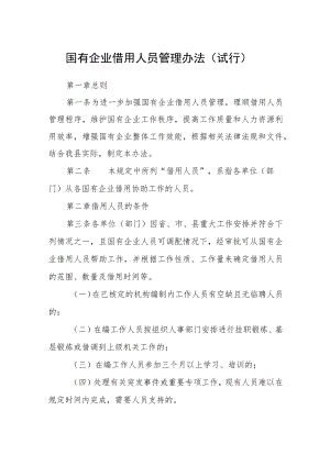 国有企业借用人员管理办法（试行）.docx