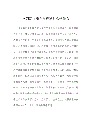 特高压人员学习新《安全生产法》学习心得十篇.docx