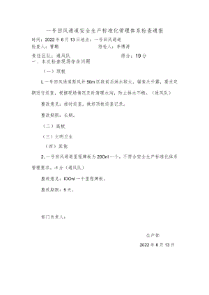 2022.6.13一号风井回风通道标准化检查问题-生产部.docx