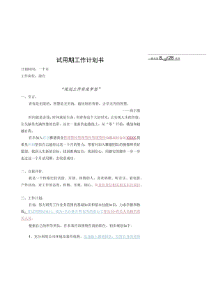 办公文档范本试用期工作计划书.docx