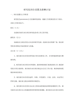 办公文档范本研究院岗位设置及薪酬计划.docx