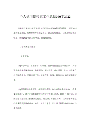 个人试用期转正工作总结300字2022.docx