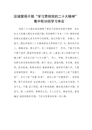 区城管局干部“学习贯彻党的二十大精神”集中轮训班学习体会.docx