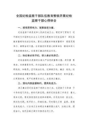 全国纪检监察干部队伍教育整顿开展纪检监察干部心得体会.docx