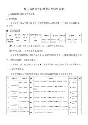 供应商质量管理经理薪酬绩效方案.docx