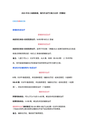 2023年非小细胞肺癌国内外治疗方案大比拼（完整版）.docx