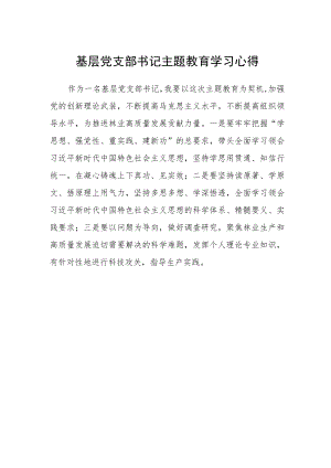 基层党支部书记主题教育学习心得.docx