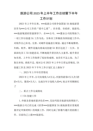 旅游公司2023年上半年工作总结暨下半年工作计划.docx