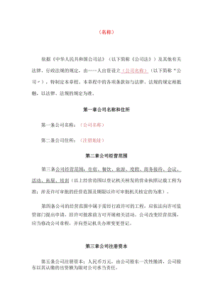 个人有限公司章程模板.docx